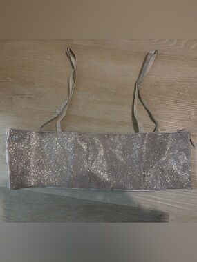Victoria's Secret Champagne Rhinestone Bandeau Bralette and thong